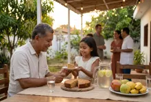 Imagen central articulo 9, familia compartiendo sanamente.